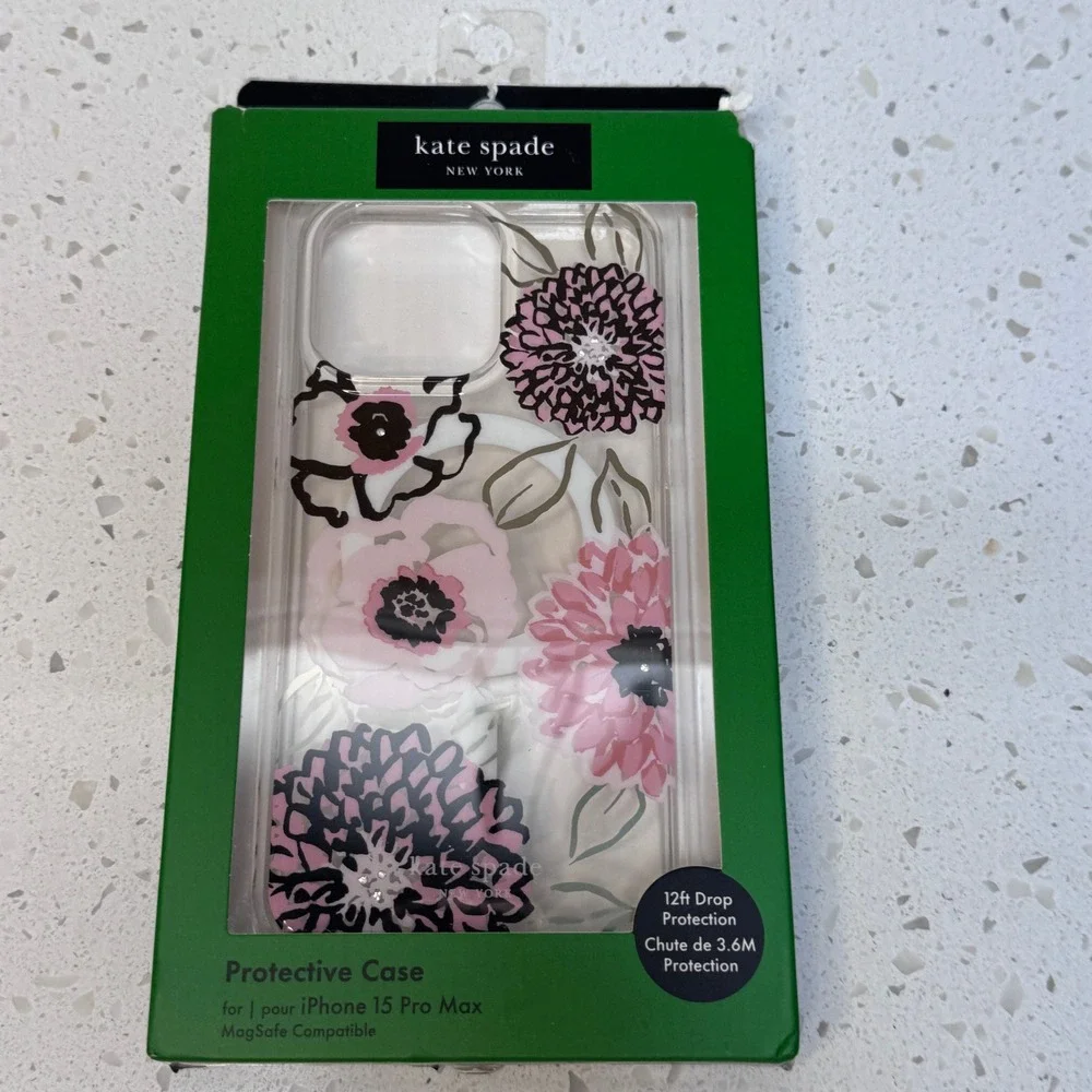 Kate Spade for iPhone 15 Pro Max Case MagSafe Big Flowers Clear Protective Cover